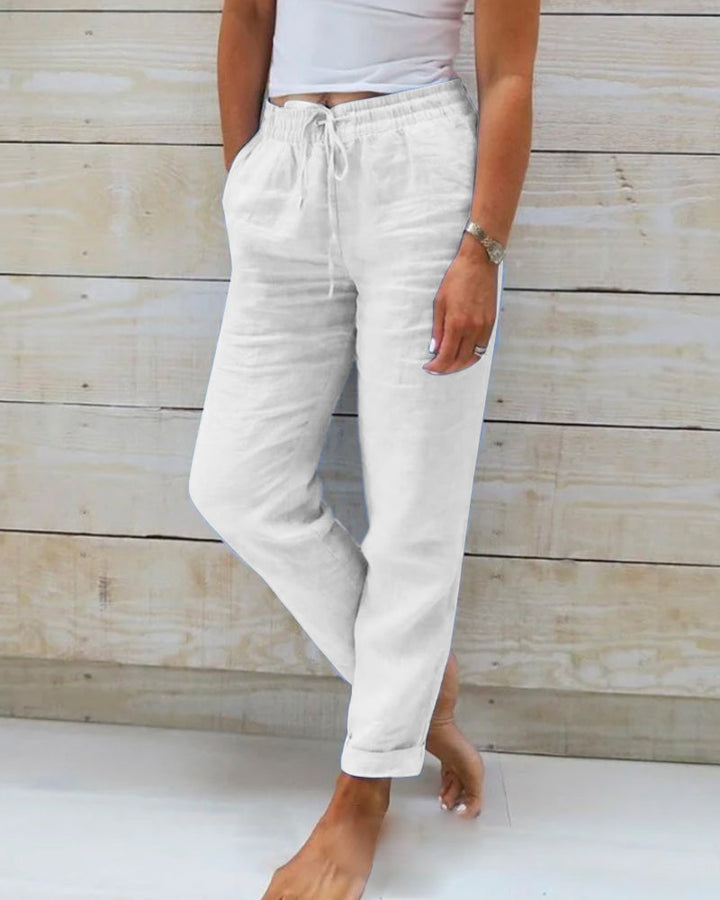 Laura| Elastic Cotton and Polyester Trousers