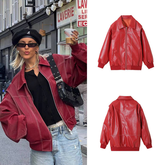 Lia - Oversized Leather Jacket